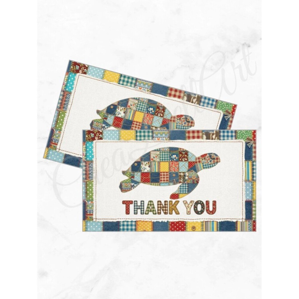 60 Patchwork Cards Turtle Design Thank You Cards